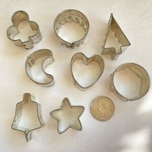 8 Vintage Tin Cookie Biscuit Canapé Cutters Nutbrown England